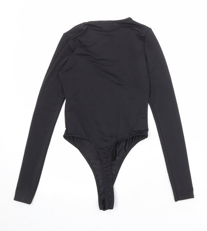PRETTYLITTLETHING Womens Black Polyester Bodysuit One-Piece Size 6 Snap