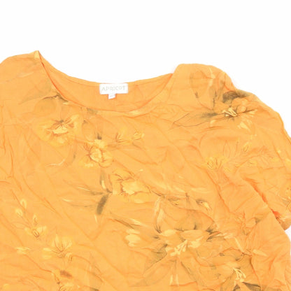 Apricot Womens Orange Floral Viscose Basic Blouse Size M Round Neck - Size M-L