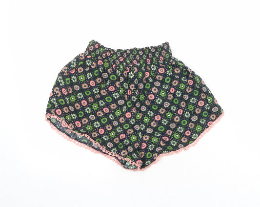 Topshop Womens Multicoloured Floral Viscose Basic Shorts Size 8 Regular Drawstring