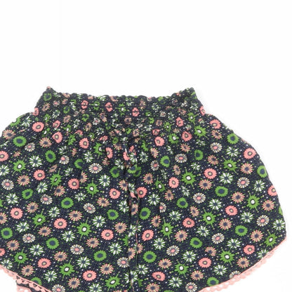 Topshop Womens Multicoloured Floral Viscose Basic Shorts Size 8 Regular Drawstring