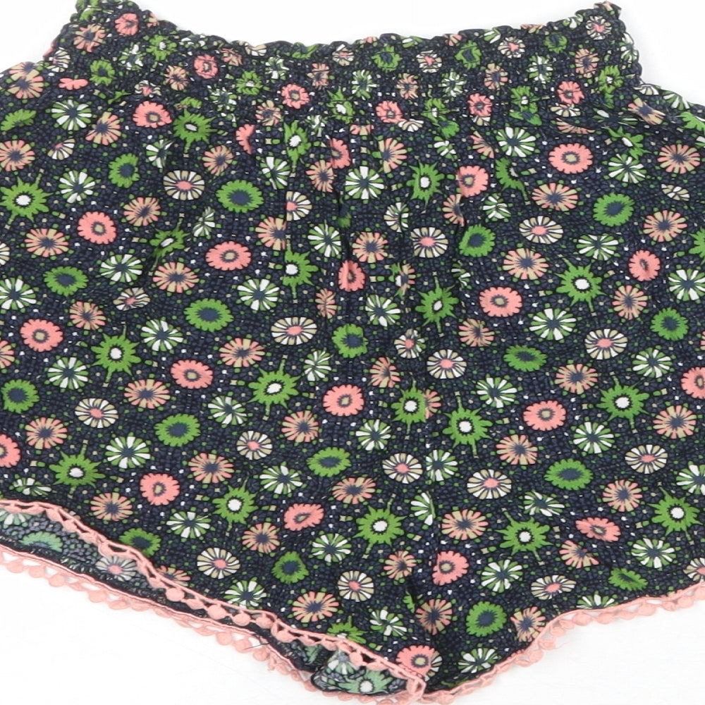 Topshop Womens Multicoloured Floral Viscose Basic Shorts Size 8 Regular Drawstring