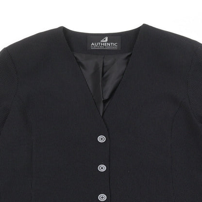 Authentic Womens Black Geometric Polyester Jacket Blazer Size 22