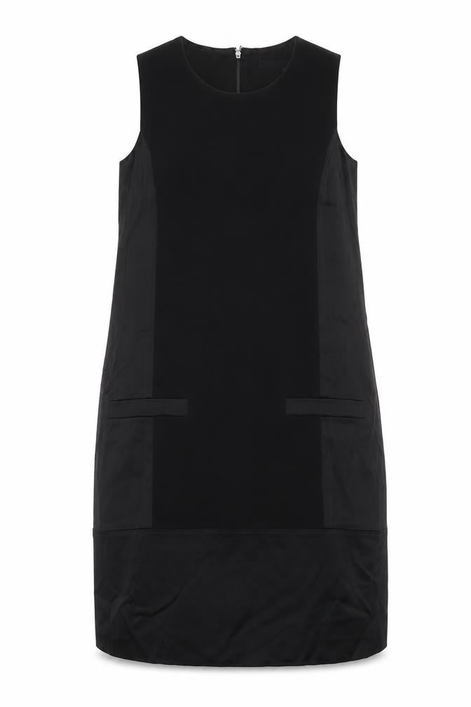 French Connection Womens Black Acetate Shift Size 8 Boat Neck Zip