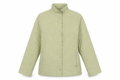 Frank Eden Womens Beige Quilted Jacket Size 10 Snap
