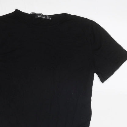 Boohoo Womens Black Viscose Bodysuit One-Piece Size 10 Snap