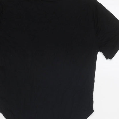 Boohoo Womens Black Viscose Bodysuit One-Piece Size 10 Snap