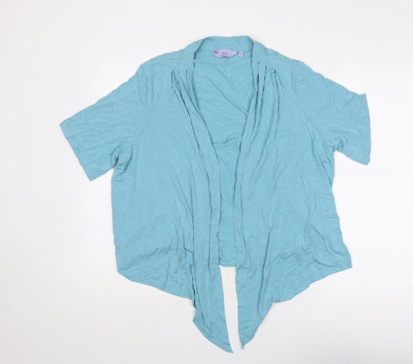 EWM Womens Blue Viscose Kimono Blouse Size 22 V-Neck