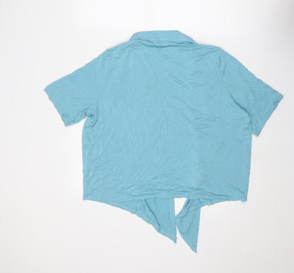 EWM Womens Blue Viscose Kimono Blouse Size 22 V-Neck