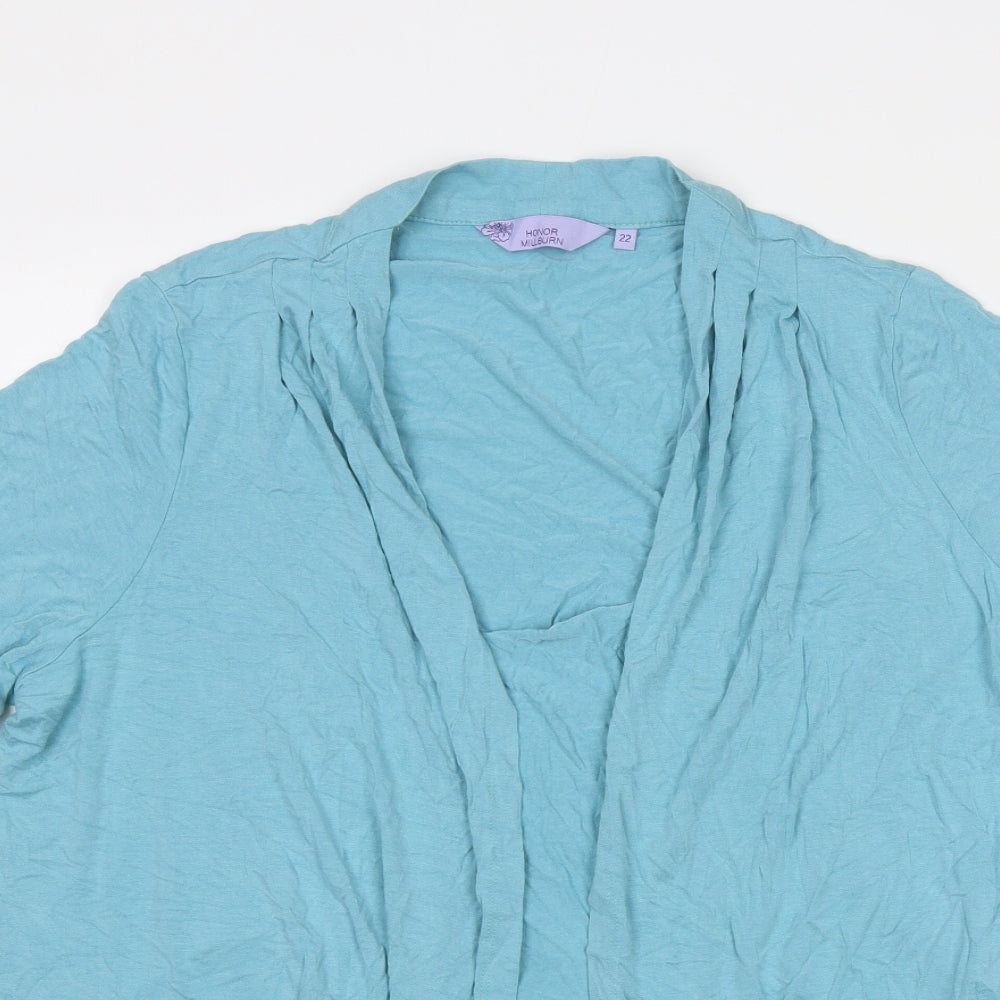 EWM Womens Blue Viscose Kimono Blouse Size 22 V-Neck