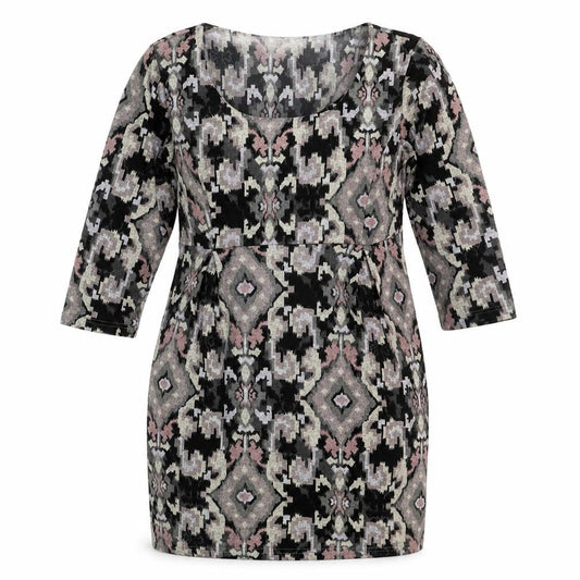 Lily Originals Womens Multicoloured Geometric Polyester Mini Size 12 Boat Neck Pullover