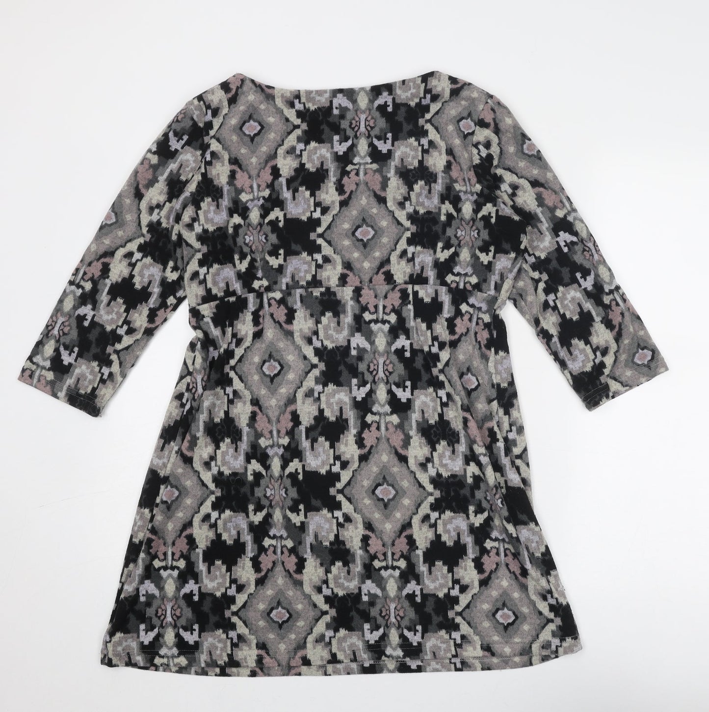 Lily Originals Womens Multicoloured Geometric Polyester Mini Size 12 Boat Neck Pullover