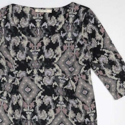 Lily Originals Womens Multicoloured Geometric Polyester Mini Size 12 Boat Neck Pullover