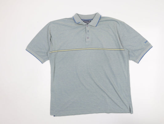 Cypress Point Mens Blue Polyester Polo Size XL Collared Button