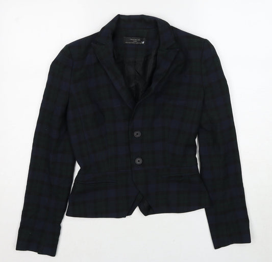 Zara Womens Green Plaid Polyacrylate Fibre Jacket Blazer Size XS