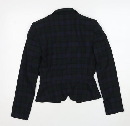 Zara Womens Green Plaid Polyacrylate Fibre Jacket Blazer Size XS