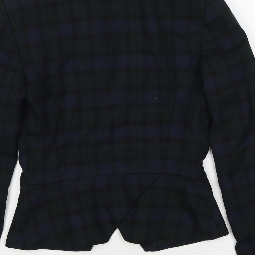 Zara Womens Green Plaid Polyacrylate Fibre Jacket Blazer Size XS