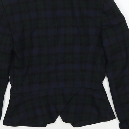 Zara Womens Green Plaid Polyacrylate Fibre Jacket Blazer Size XS