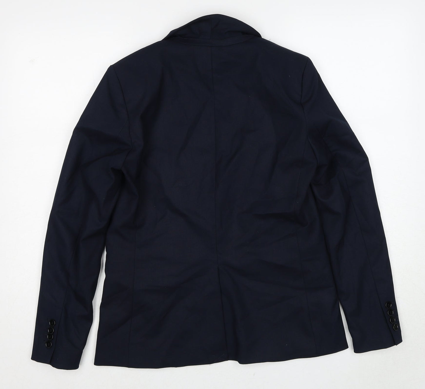 H&M Womens Blue Polyester Jacket Suit Jacket Size 10