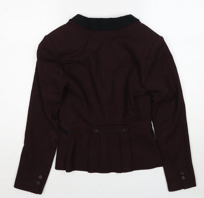 H&M Womens Red Polyester Jacket Blazer Size 6