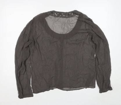 Cote Femme Womens Brown Polyester Basic Button-Up Size 20 Round Neck