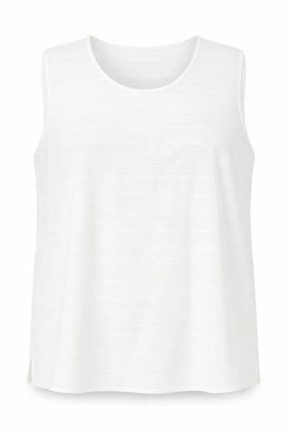 Frank Walder Womens White Polyester Basic Tank Size 18 Round Neck