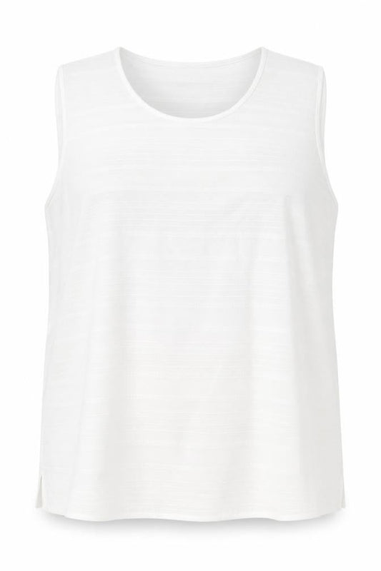 Frank Walder Womens White Polyester Basic Tank Size 18 Round Neck