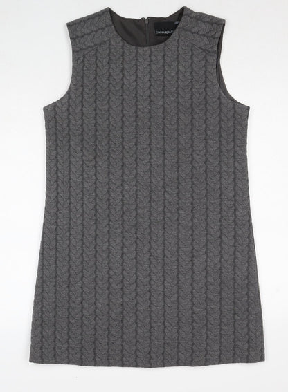 Cynthia Rowley Womens Grey Polyester Shift Size L Round Neck Zip - Textured