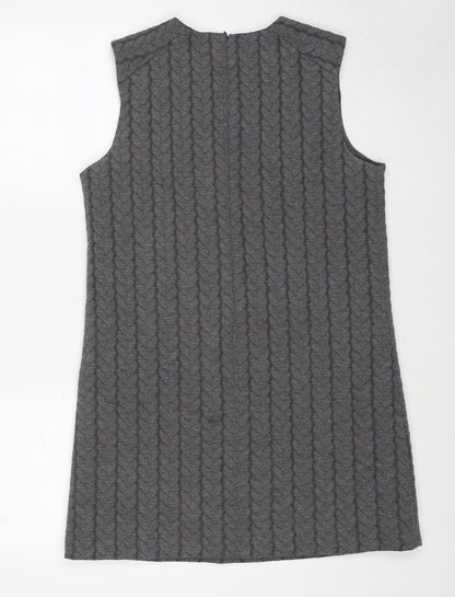 Cynthia Rowley Womens Grey Polyester Shift Size L Round Neck Zip - Textured