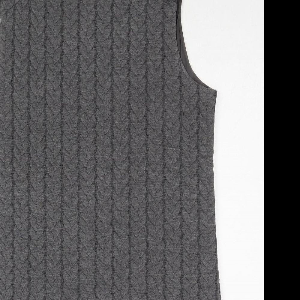 Cynthia Rowley Womens Grey Polyester Shift Size L Round Neck Zip - Textured