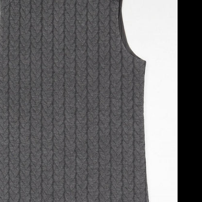 Cynthia Rowley Womens Grey Polyester Shift Size L Round Neck Zip - Textured