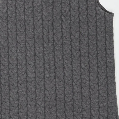 Cynthia Rowley Womens Grey Polyester Shift Size L Round Neck Zip - Textured