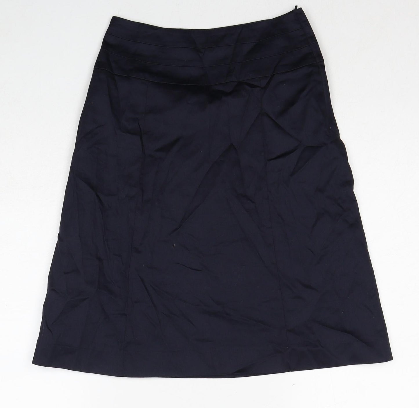 H&M Womens Blue Cotton A-Line Skirt Size 4 Zip