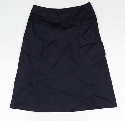 H&M Womens Blue Cotton A-Line Skirt Size 4 Zip