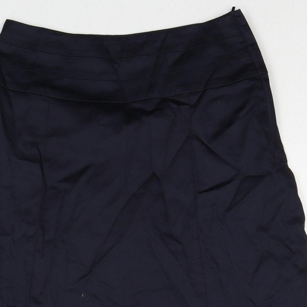 H&M Womens Blue Cotton A-Line Skirt Size 4 Zip