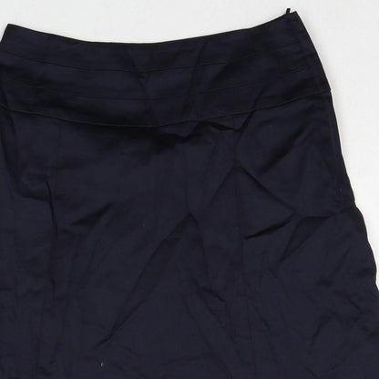 H&M Womens Blue Cotton A-Line Skirt Size 4 Zip