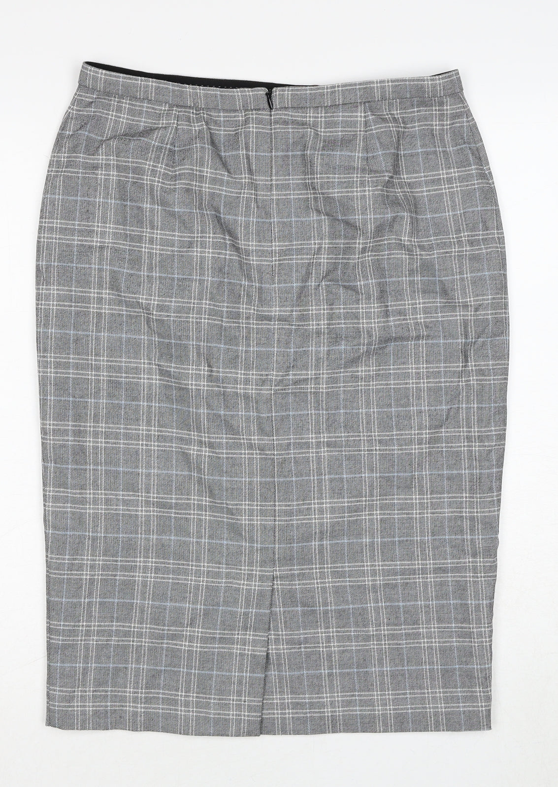 Marks and Spencer Womens Grey Plaid Polyester A-Line Skirt Size 12 Zip