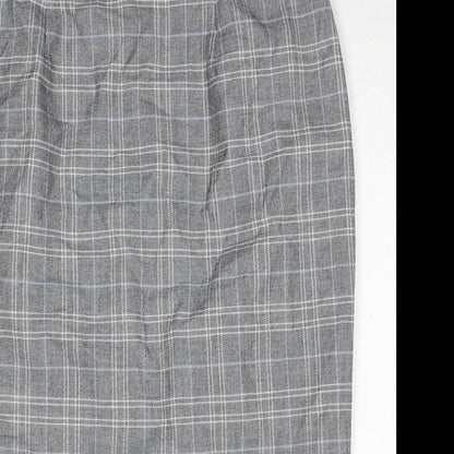Marks and Spencer Womens Grey Plaid Polyester A-Line Skirt Size 12 Zip