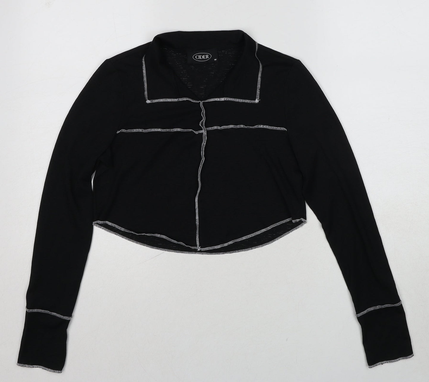 Womens UK Size M Cider Black Cropped Blouse