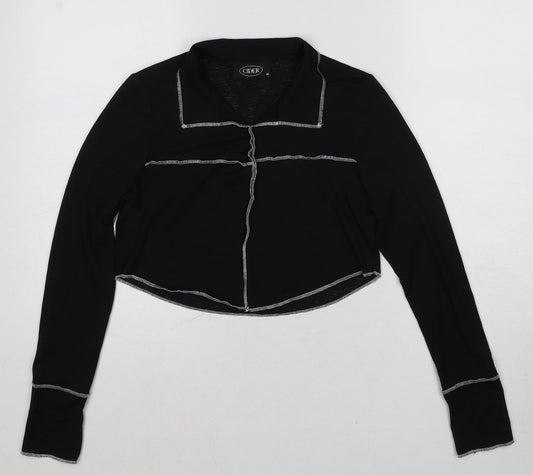 Womens UK Size M Cider Black Cropped Blouse