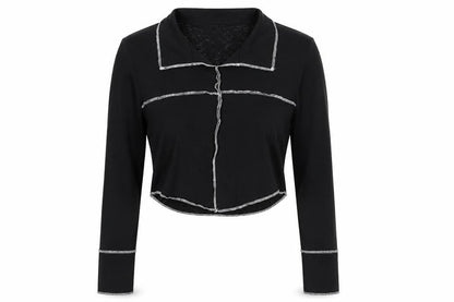 Womens UK Size M Cider Black Cropped Blouse