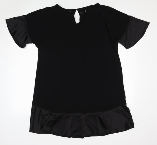 River Island Womens Black Polyester Trapeze & Swing Size M V-Neck Button