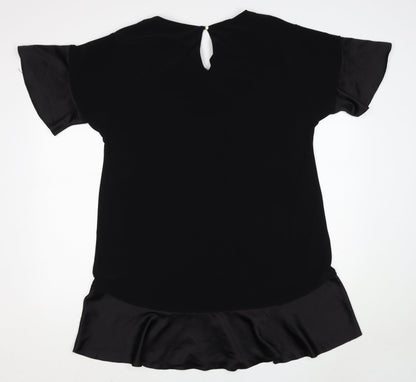 River Island Womens Black Polyester Trapeze & Swing Size M V-Neck Button