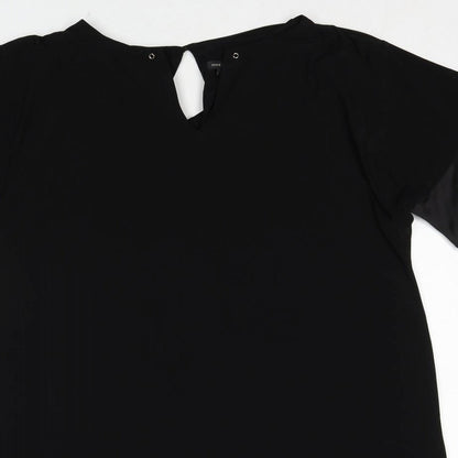 River Island Womens Black Polyester Trapeze & Swing Size M V-Neck Button