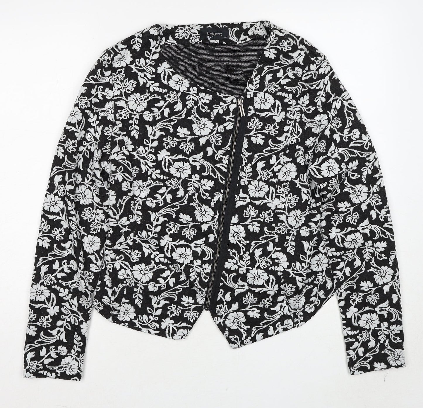 Intown Womens Black Geometric Jacket Size 12 Zip