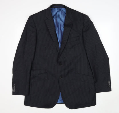 Marks and Spencer Mens Grey Striped Wool Jacket Suit Jacket Size 42 Regular