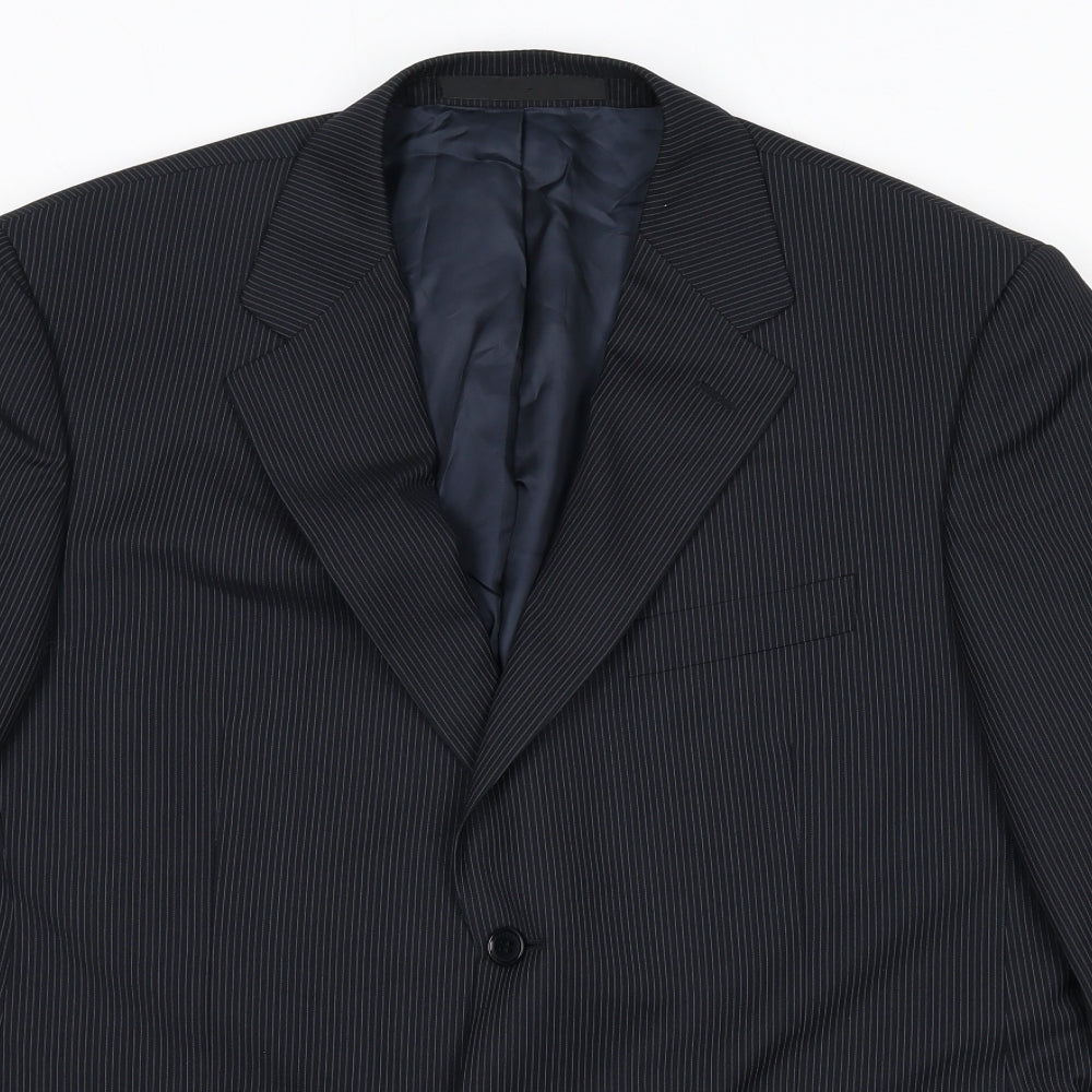 Autograph Mens Blue Striped Polyester Jacket Suit Jacket Size 42 Regular