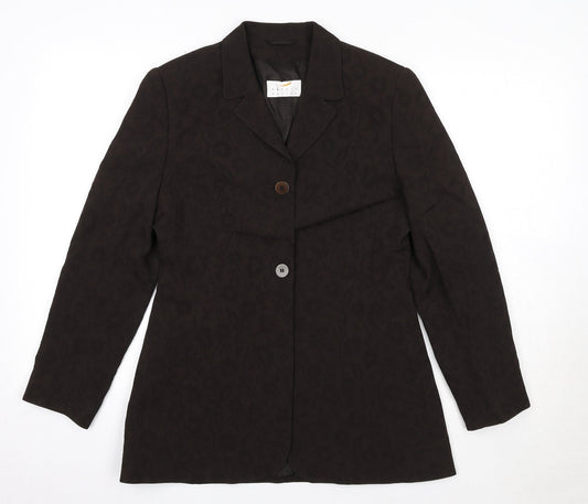 Precis Petite Womens Brown Floral Acetate Jacket Suit Jacket Size 10