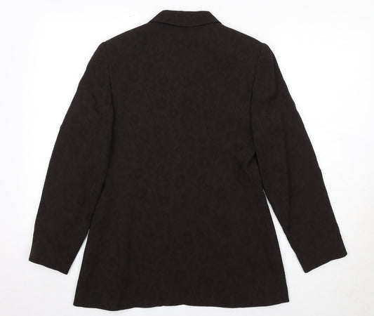 Precis Petite Womens Brown Floral Acetate Jacket Suit Jacket Size 10