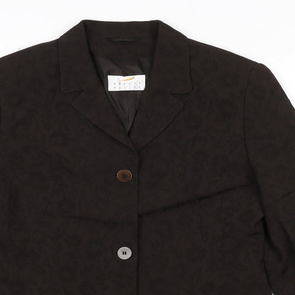 Precis Petite Womens Brown Floral Acetate Jacket Suit Jacket Size 10