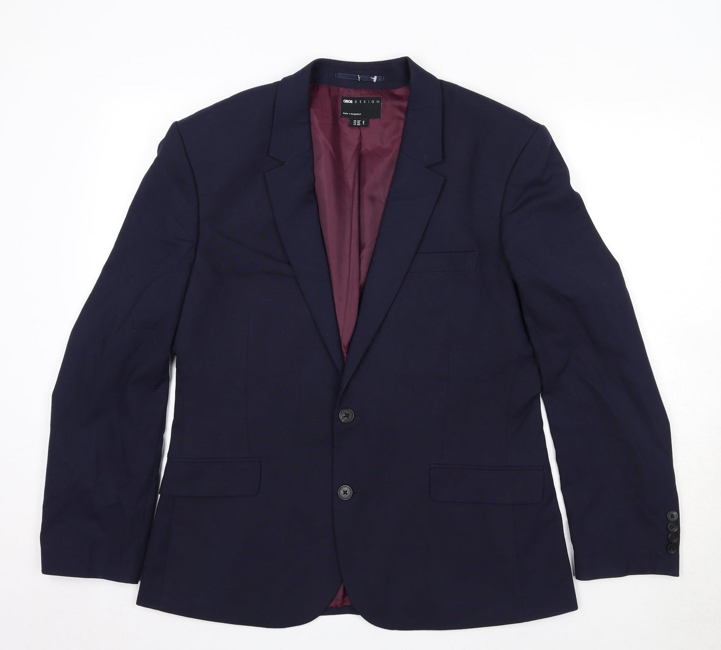 ASOS Mens Blue Polyester Jacket Suit Jacket Size 40 Regular